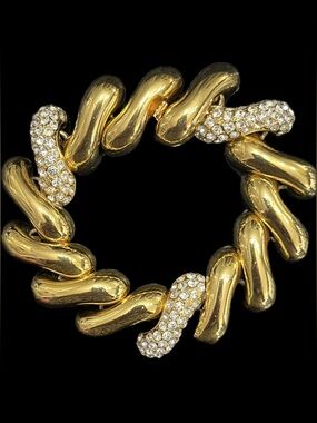 Nolan Miller huge San Marco link pave set crystal gold vintage bracelet rare QVC
